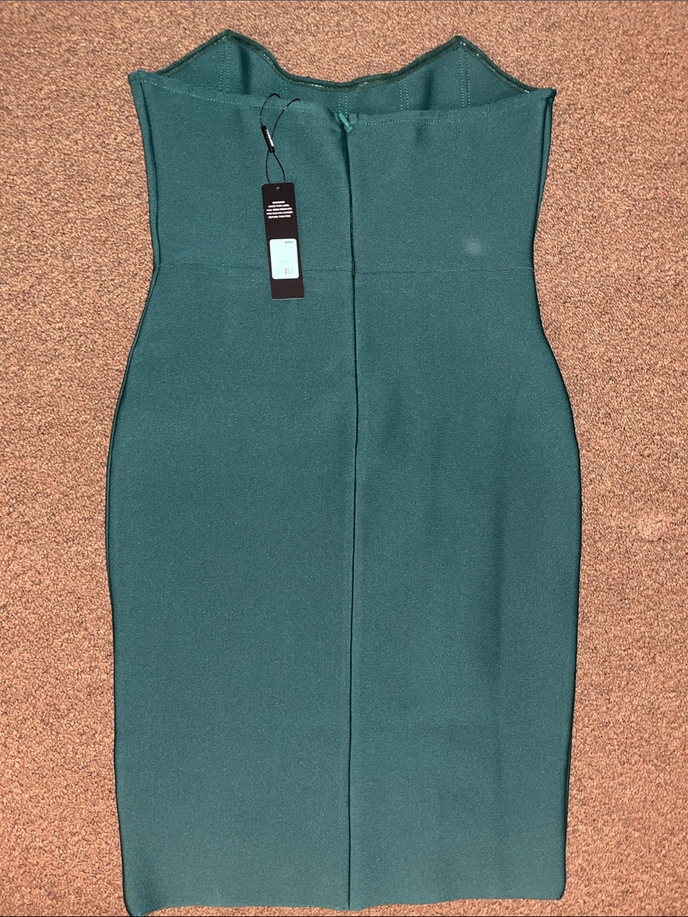 Fashion Nova Carie Bandage Midi Strapless Emerald Bodycon Dress - Picture 5 of 5